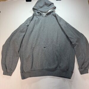 Vintage Nike Hoodie Men's Size XL Gray Cotton Swoosh Logo Oversized Pullover Y2K